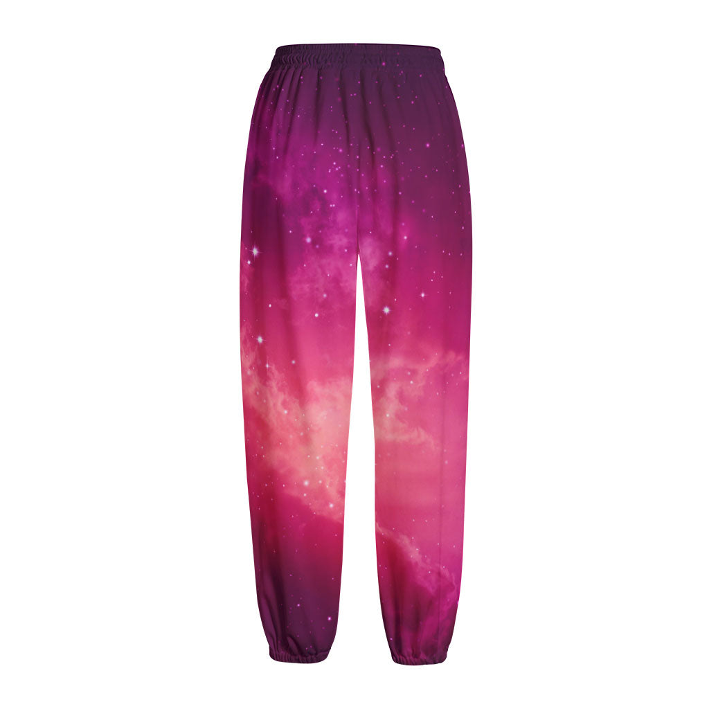 Purple Nebula Cloud Galaxy Space Print Fleece Lined Knit Pants