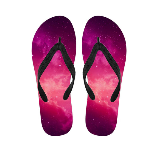 Purple Nebula Cloud Galaxy Space Print Flip Flops