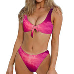 Purple Nebula Cloud Galaxy Space Print Front Bow Tie Bikini