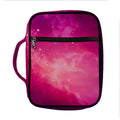 Purple Nebula Cloud Galaxy Space Print Front Pocket Bible Bag