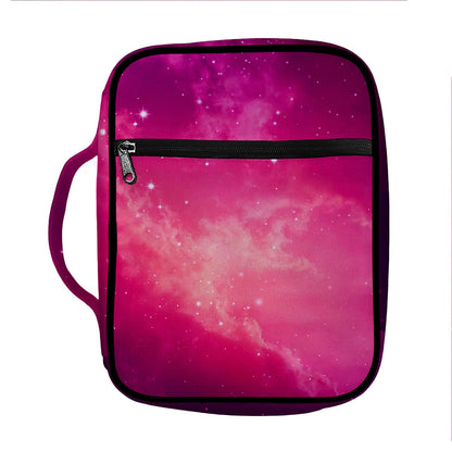 Purple Nebula Cloud Galaxy Space Print Front Pocket Bible Bag