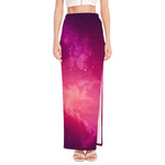 Purple Nebula Cloud Galaxy Space Print High Slit Maxi Skirt