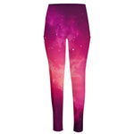 Purple Nebula Cloud Galaxy Space Print High-Waisted Pocket Leggings