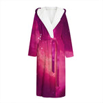 Purple Nebula Cloud Galaxy Space Print Hooded Bathrobe