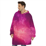 Purple Nebula Cloud Galaxy Space Print Hoodie Blanket
