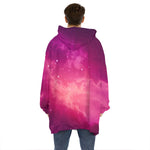 Purple Nebula Cloud Galaxy Space Print Hoodie Blanket