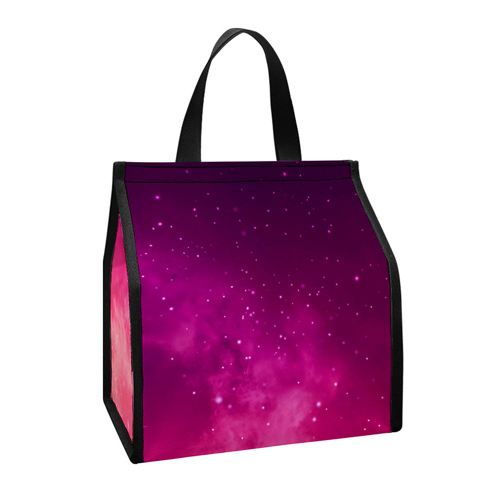 Purple Nebula Cloud Galaxy Space Print Insulated Lunch Tote