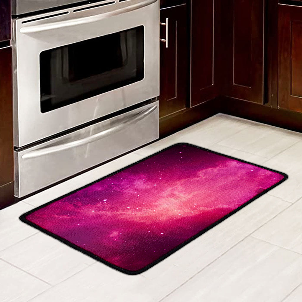 Purple Nebula Cloud Galaxy Space Print Kitchen Mat