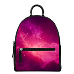 Purple Nebula Cloud Galaxy Space Print Leather Backpack