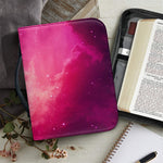 Purple Nebula Cloud Galaxy Space Print Leather Bible Cover