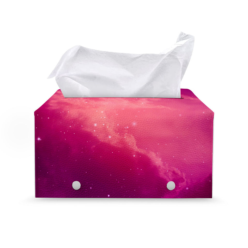 Purple Nebula Cloud Galaxy Space Print Leather Tissue Box Cover