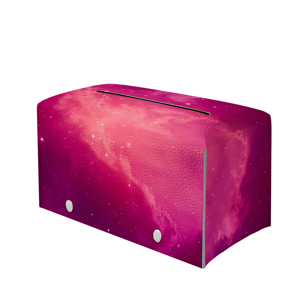 Purple Nebula Cloud Galaxy Space Print Leather Tissue Box Cover