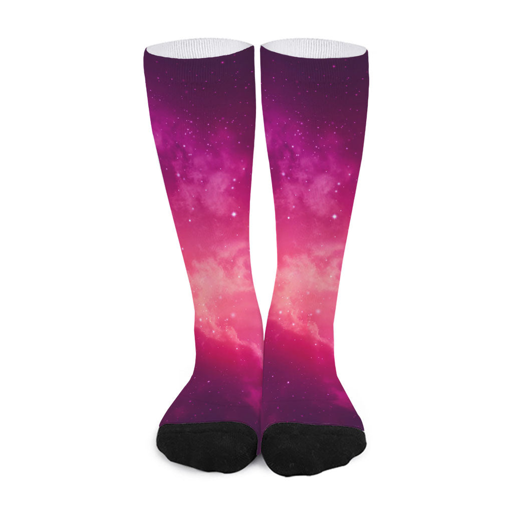 Purple Nebula Cloud Galaxy Space Print Long Socks