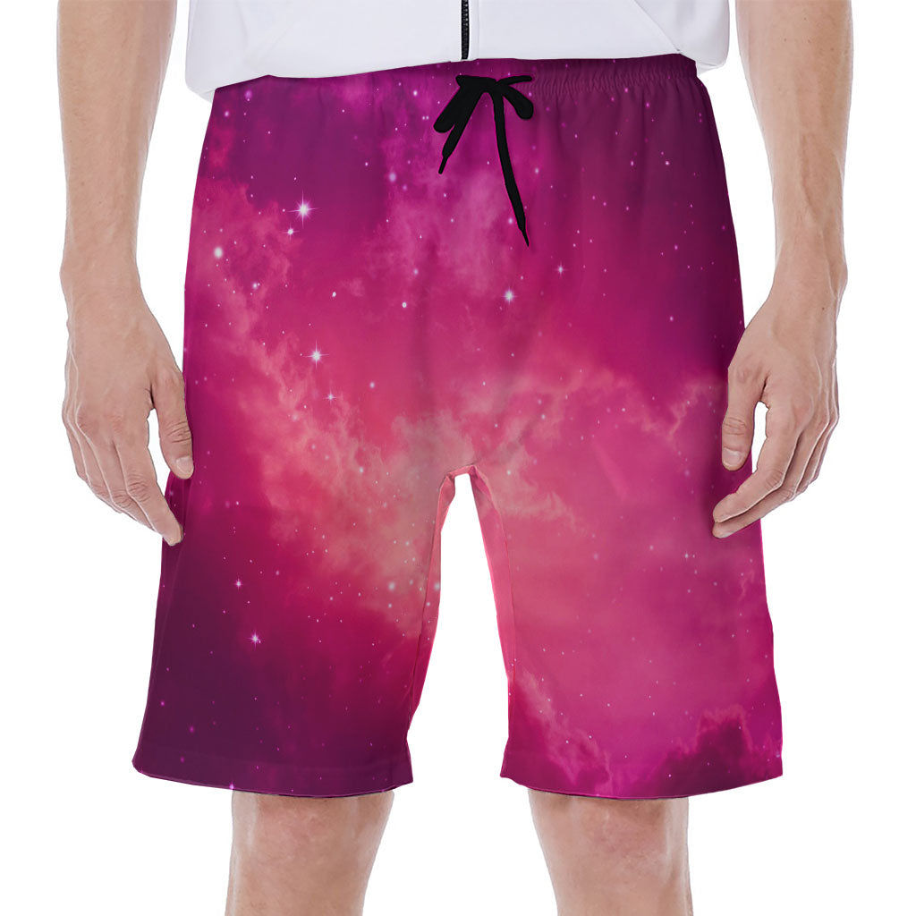 Purple Nebula Cloud Galaxy Space Print Men's Beach Shorts