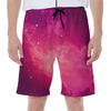 Purple Nebula Cloud Galaxy Space Print Men's Beach Shorts