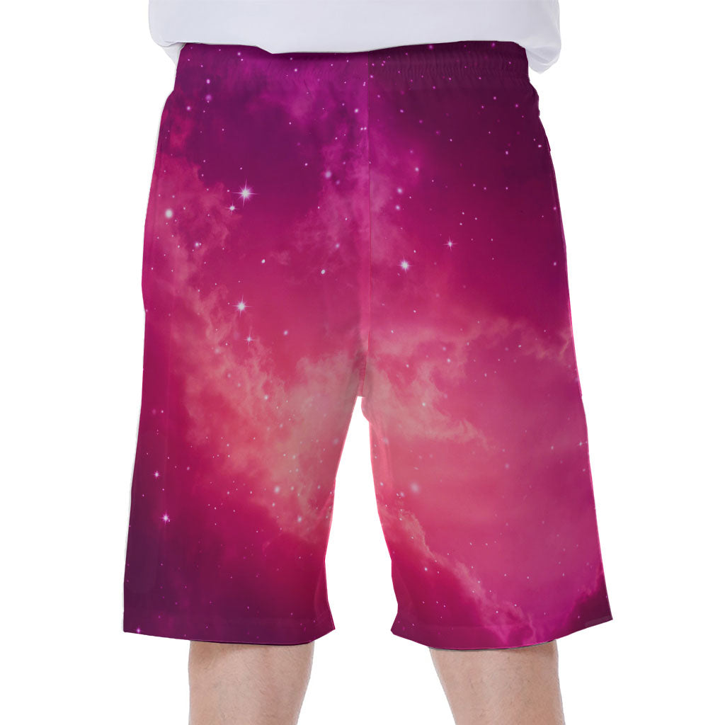 Purple Nebula Cloud Galaxy Space Print Men's Beach Shorts