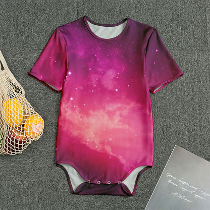 Purple Nebula Cloud Galaxy Space Print Men's Bodysuit