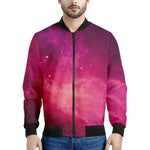 Purple Nebula Cloud Galaxy Space Print Men's Bomber Jacket