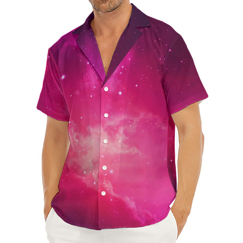 Purple Nebula Cloud Galaxy Space Print Men's Deep V-Neck Shirt