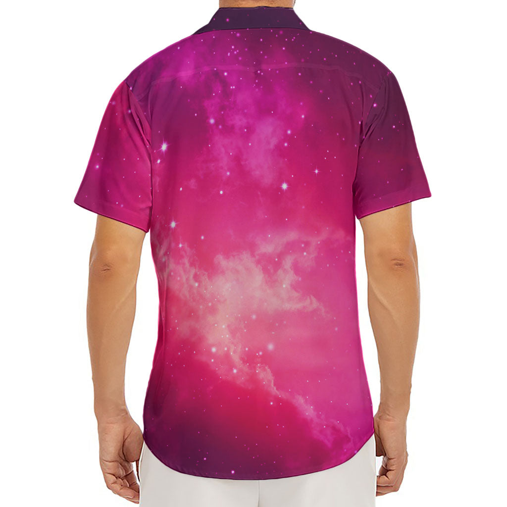 Purple Nebula Cloud Galaxy Space Print Men's Deep V-Neck Shirt