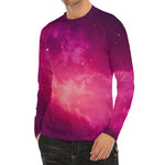 Purple Nebula Cloud Galaxy Space Print Men's Long Sleeve Rash Guard