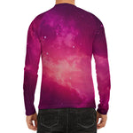 Purple Nebula Cloud Galaxy Space Print Men's Long Sleeve Rash Guard