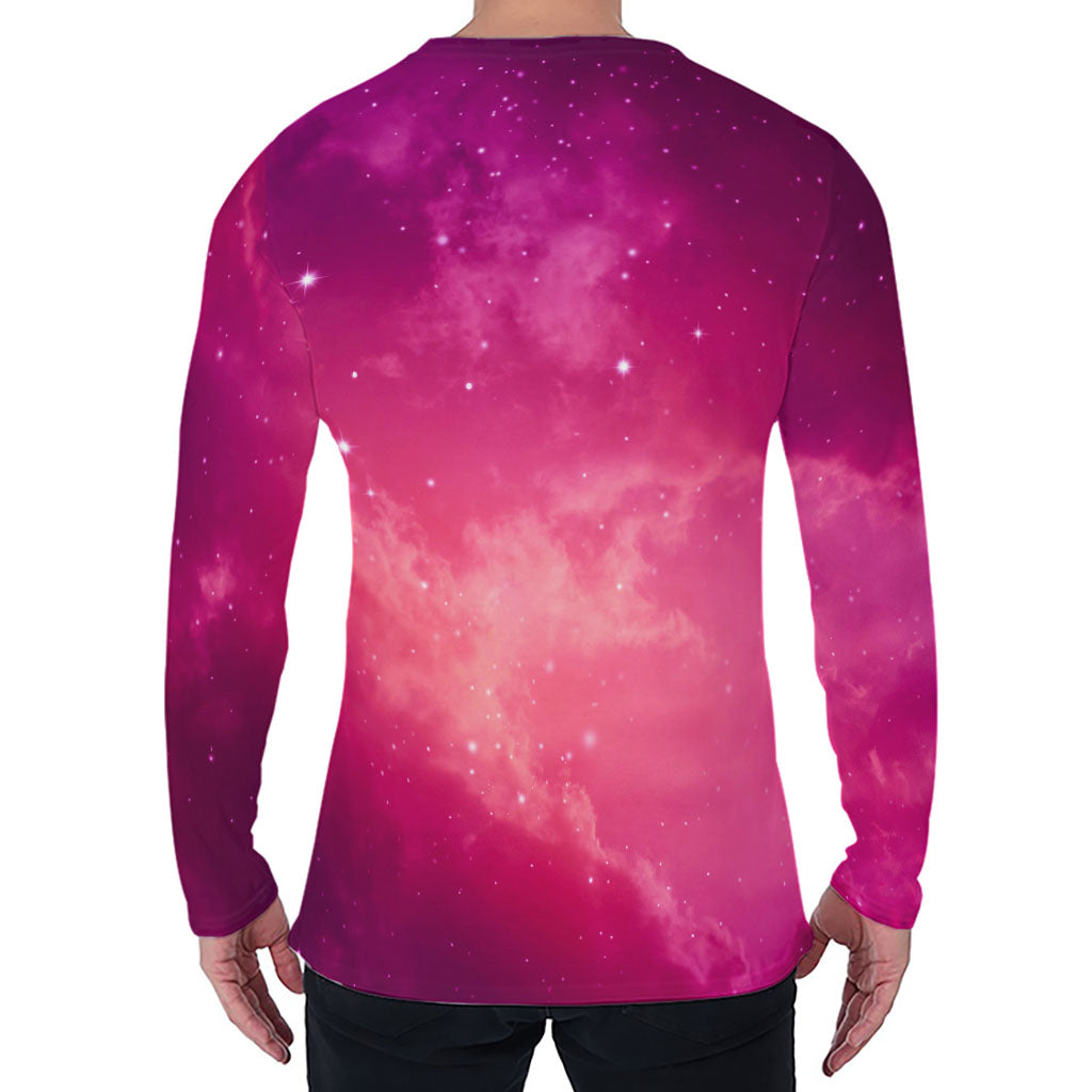 Purple Nebula Cloud Galaxy Space Print Men's Long Sleeve T-Shirt