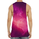 Purple Nebula Cloud Galaxy Space Print Men's Muscle Tank Top