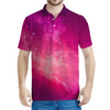 Purple Nebula Cloud Galaxy Space Print Men's Polo Shirt