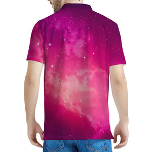 Purple Nebula Cloud Galaxy Space Print Men's Polo Shirt