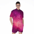 Purple Nebula Cloud Galaxy Space Print Men's Romper
