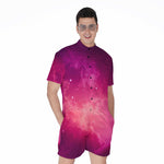 Purple Nebula Cloud Galaxy Space Print Men's Rompers