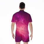 Purple Nebula Cloud Galaxy Space Print Men's Rompers