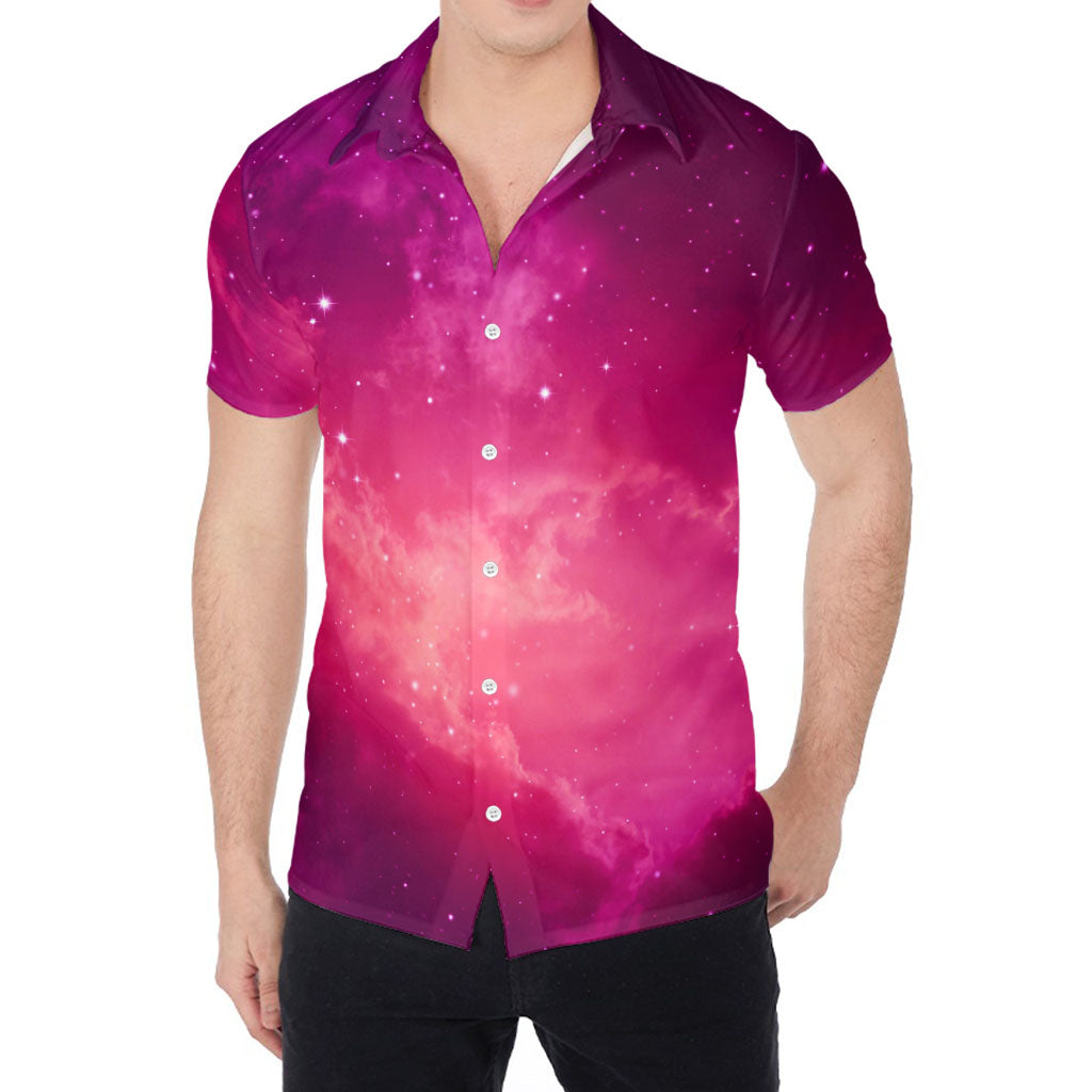 Purple Nebula Cloud Galaxy Space Print Men's Shirt