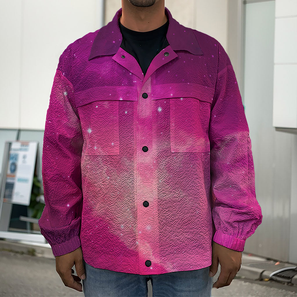 Purple Nebula Cloud Galaxy Space Print Men's Shirt Jacket