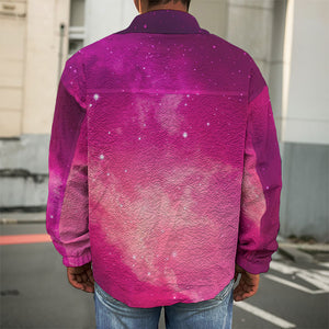 Purple Nebula Cloud Galaxy Space Print Men's Shirt Jacket