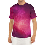 Purple Nebula Cloud Galaxy Space Print Men's Short Sleeve Rash Guard