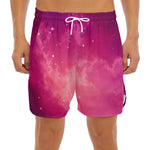 Purple Nebula Cloud Galaxy Space Print Men's Split Running Shorts