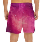 Purple Nebula Cloud Galaxy Space Print Men's Split Running Shorts