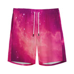 Purple Nebula Cloud Galaxy Space Print Men's Sports Shorts