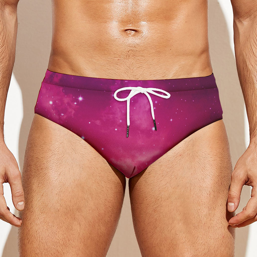 Purple Nebula Cloud Galaxy Space Print Men's Swim Briefs