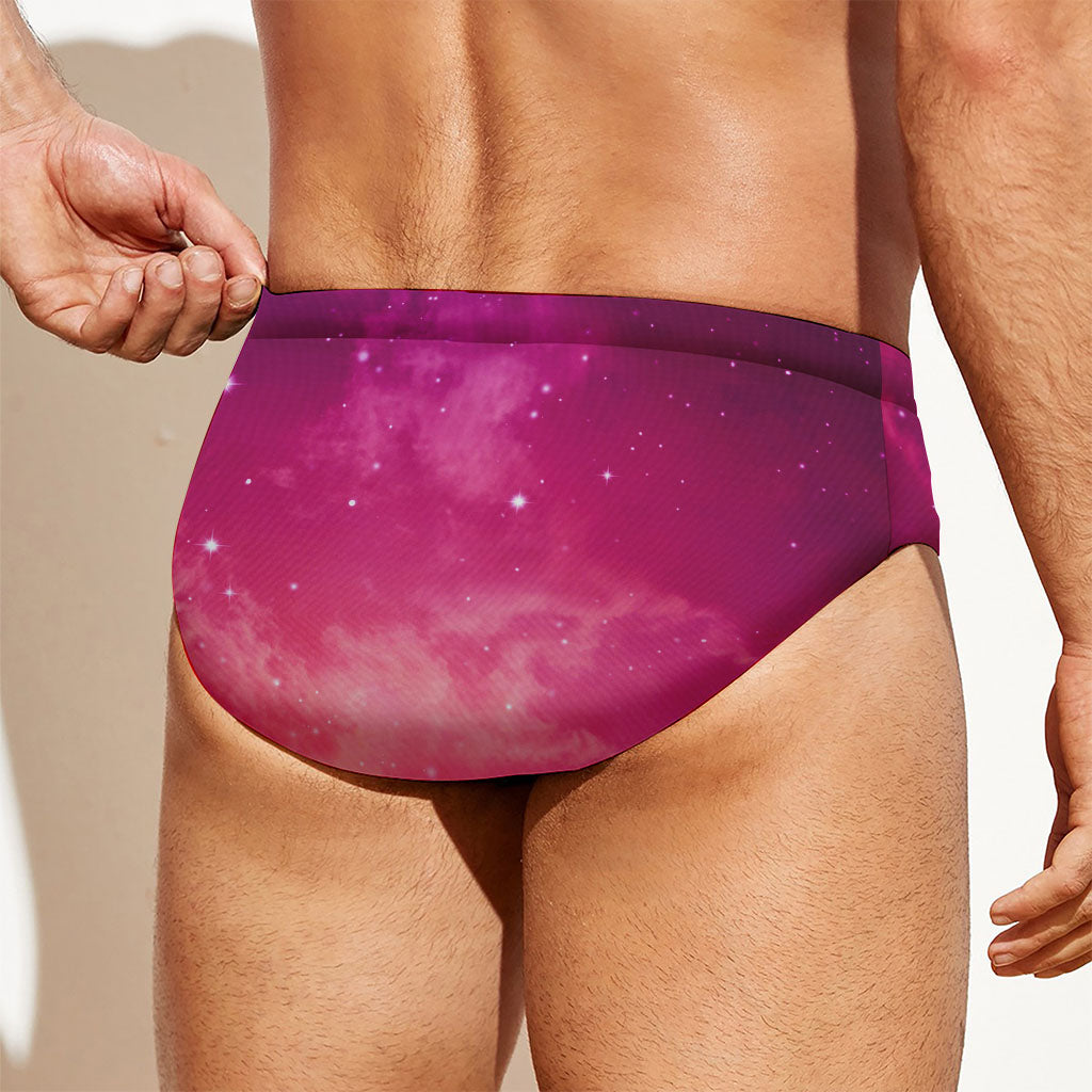 Purple Nebula Cloud Galaxy Space Print Men's Swim Briefs