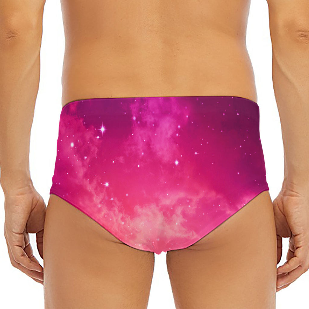 Purple Nebula Cloud Galaxy Space Print Men's Triangle Swim Briefs