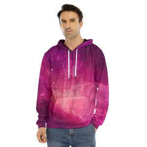 Purple Nebula Cloud Galaxy Space Print Men's Velvet Pullover Hoodie