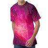 Purple Nebula Cloud Galaxy Space Print Men's Velvet T-Shirt