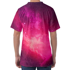 Purple Nebula Cloud Galaxy Space Print Men's Velvet T-Shirt