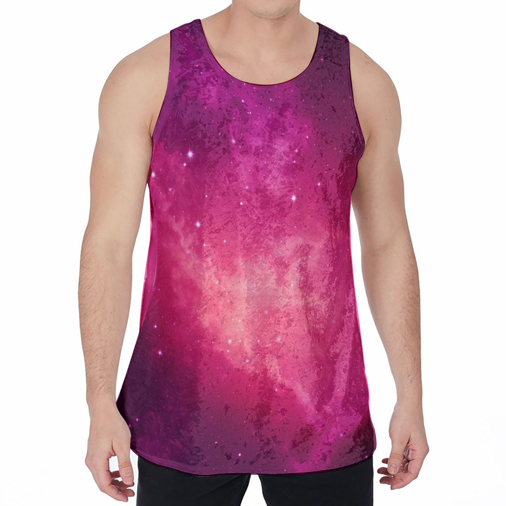 Purple Nebula Cloud Galaxy Space Print Men's Velvet Tank Top