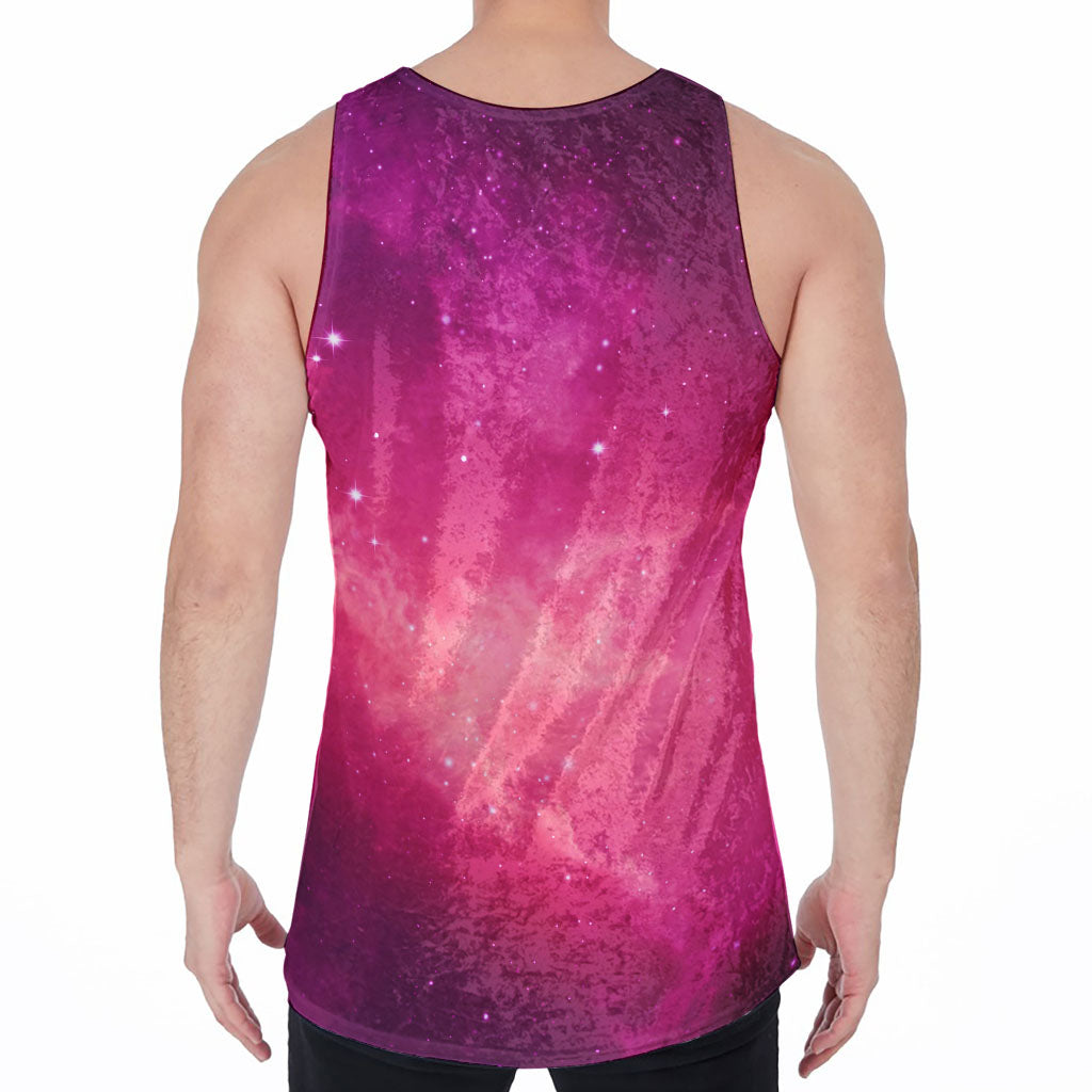 Purple Nebula Cloud Galaxy Space Print Men's Velvet Tank Top