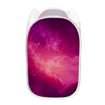 Purple Nebula Cloud Galaxy Space Print Mesh Laundry Hamper