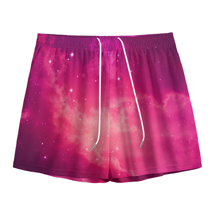 Purple Nebula Cloud Galaxy Space Print Mesh Shorts